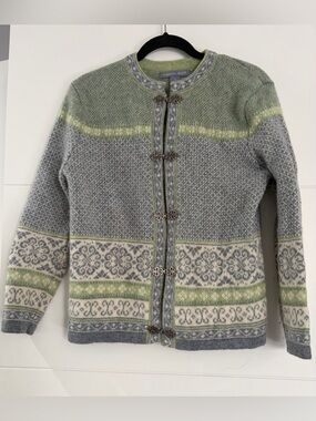 Caroll Reed 100% Wool Nordic-Style Cardigan w/ Metal Closures, Women’s Small
